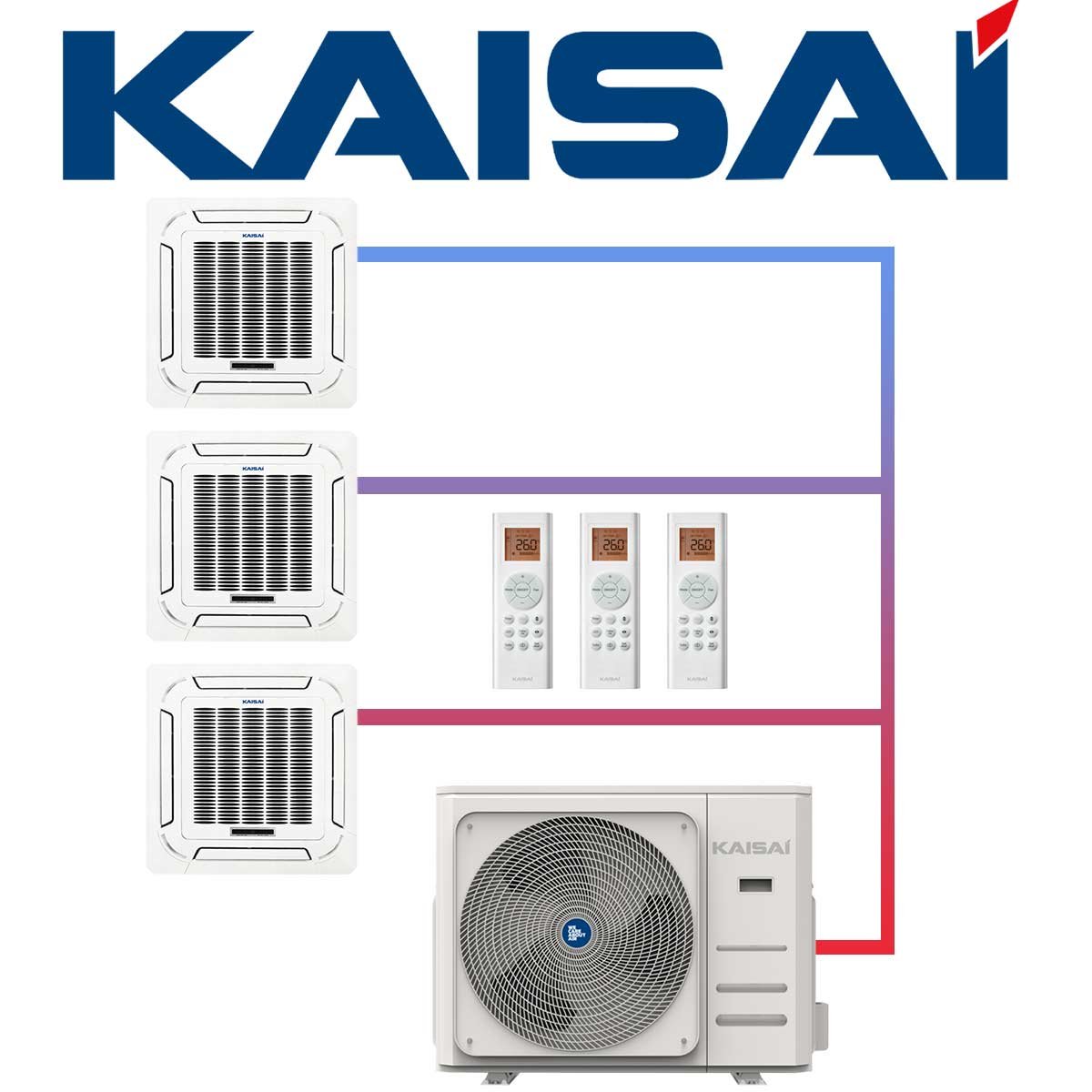 SET KAISAI KOMPAKT 7,9 kW mit 3 Deckenkassetten"" 1 SET KAISAI KOMPAKT 7,9 kW mit 3 Deckenkassetten""