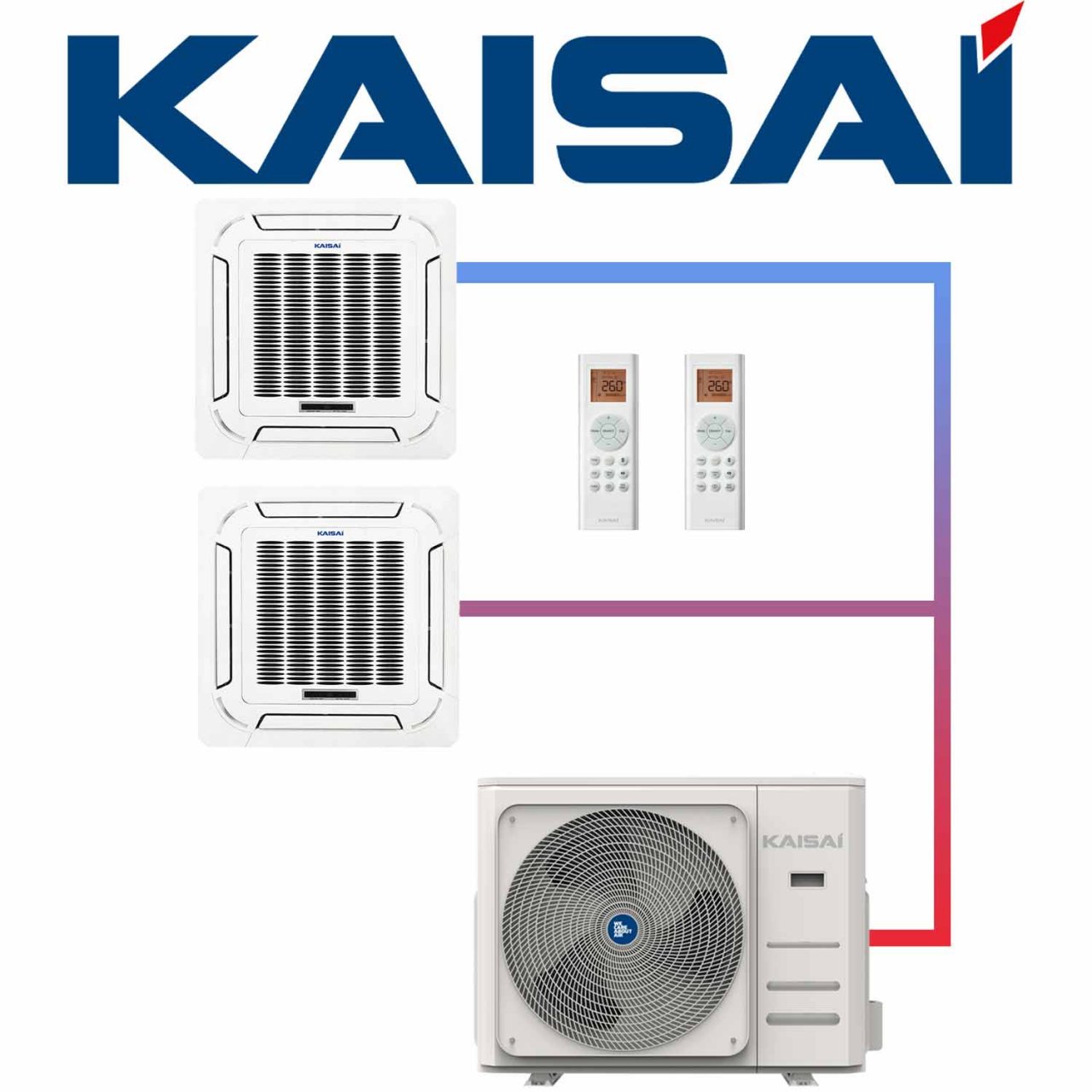 SET KAISAI KOMPAKT 7,9 kW mit 2 Deckenkassetten"" 1 SET KAISAI KOMPAKT 7,9 kW mit 2 Deckenkassetten""